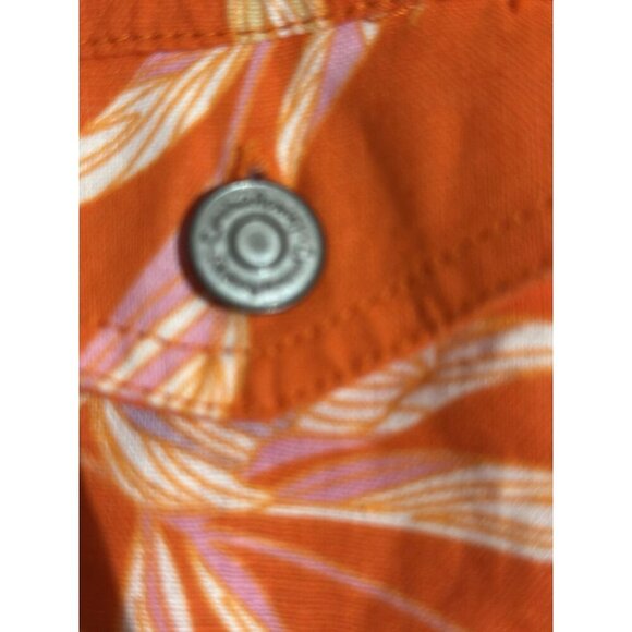 Cynthia Rowley Orange Floral 100% Linen Jacket Sz M Colorful Lightweight Pockets - Picture 5 of 10
